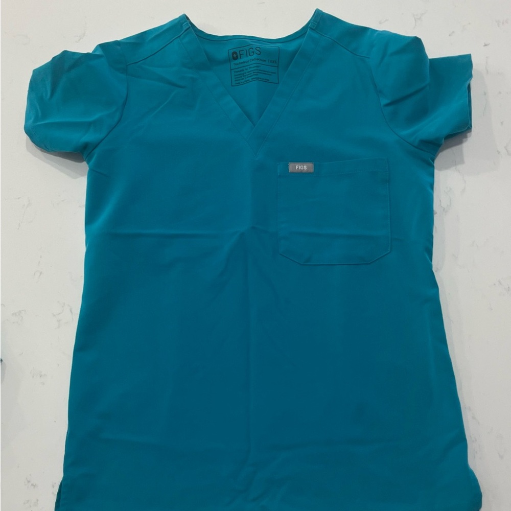 Figs Teal Technical Scrub Top